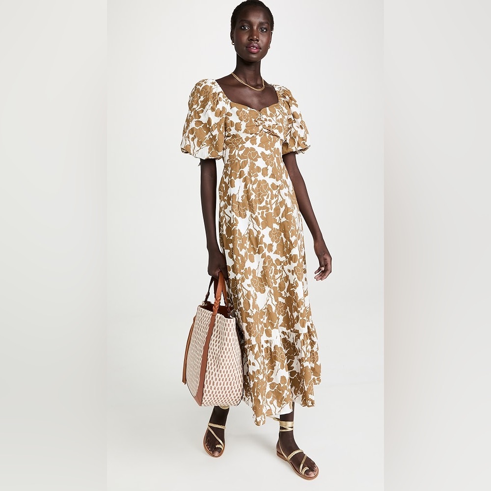 English Factory Floral Print Maxi Dress - Tan